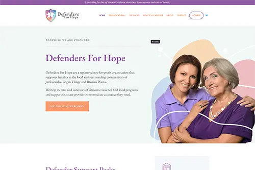Defenders for Hope NFP Website Design