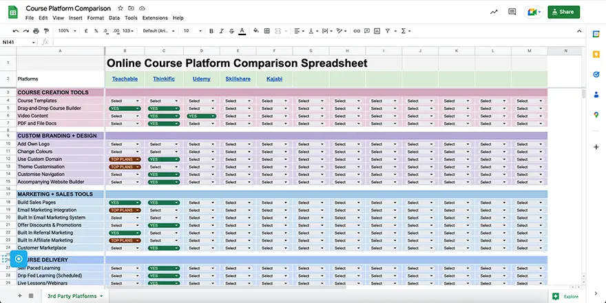 Best Online Course Platforms Comparison Tool
